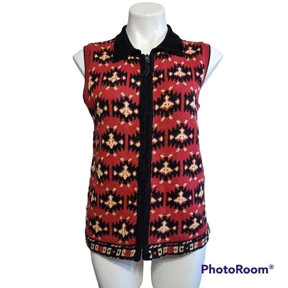 Eagle's Eye sweater vest vintage Aztec Southwest Cowgirl Western M - Picture 1 of 5